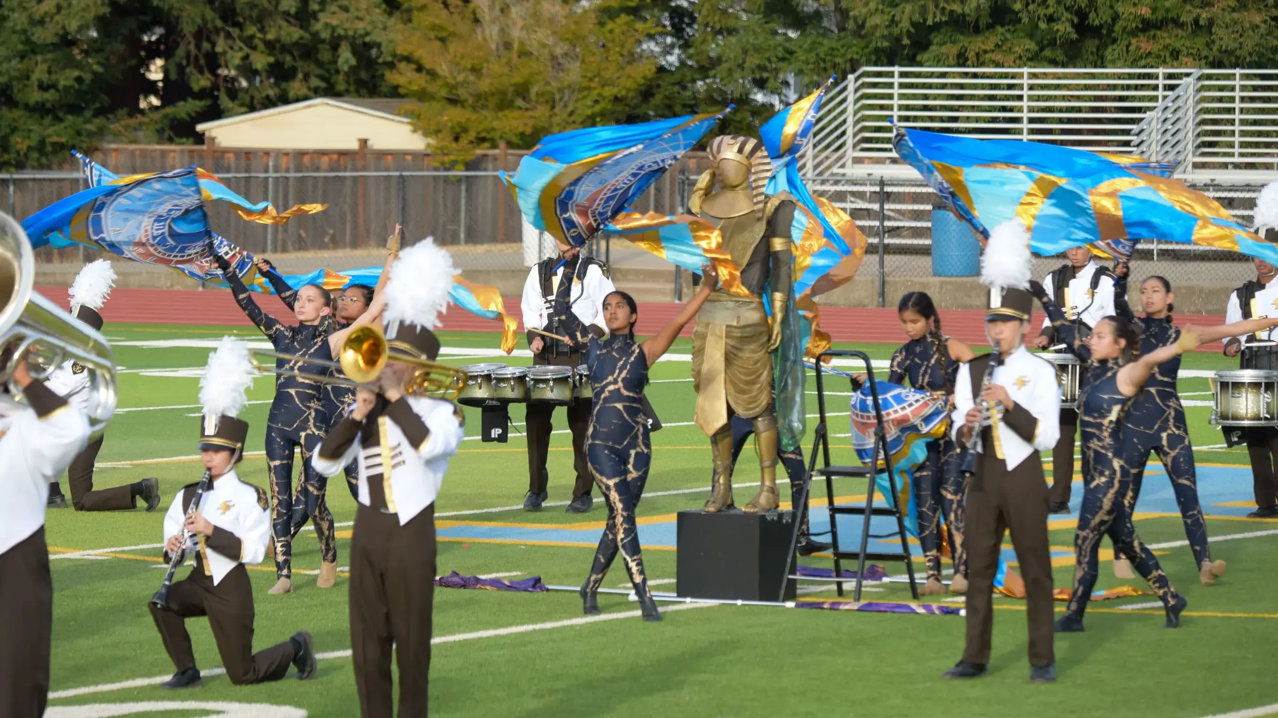 Lancer Band and Color Guard perform at Foothill Band Review 2025.