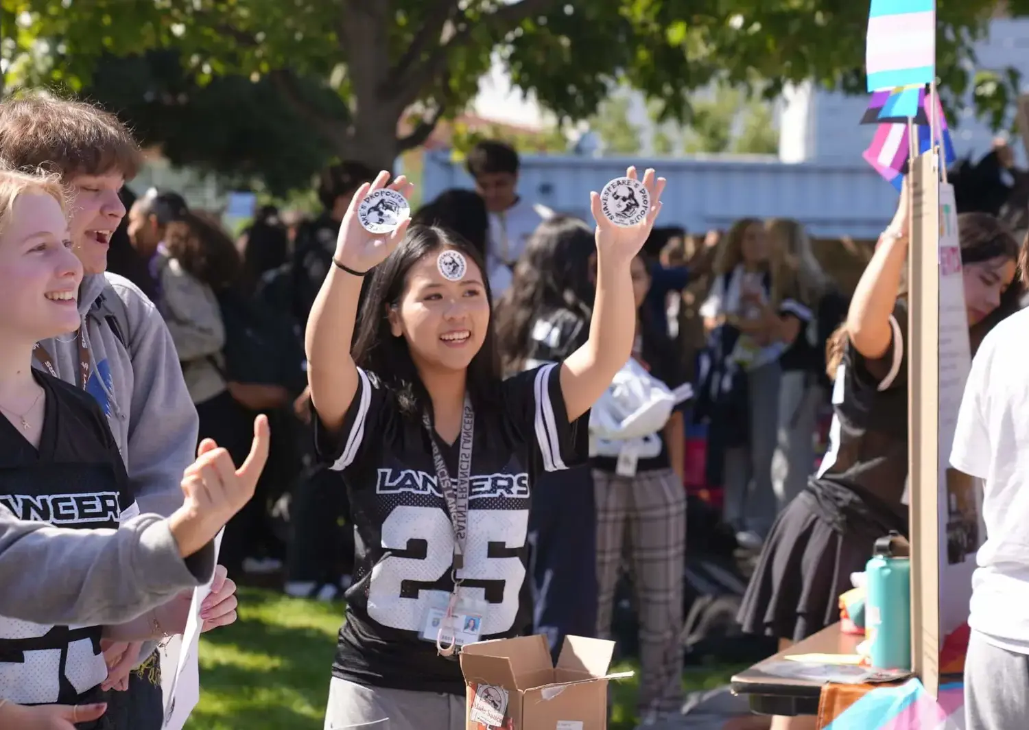 Students participating in the Activity Fair have the opportunity to ask questions and gather information about the various clubs and affinity groups at Saint Francis High School.