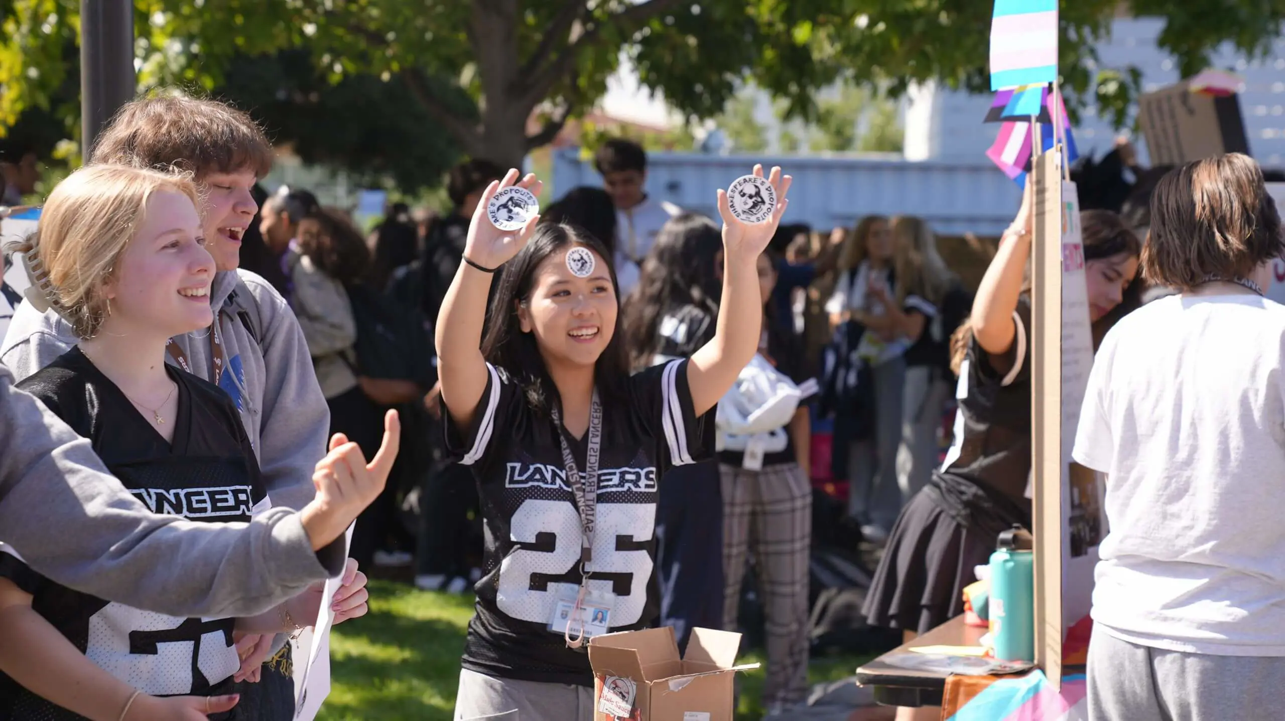 Students participating in the Activity Fair have the opportunity to ask questions and gather information about the various clubs and affinity groups at Saint Francis High School.