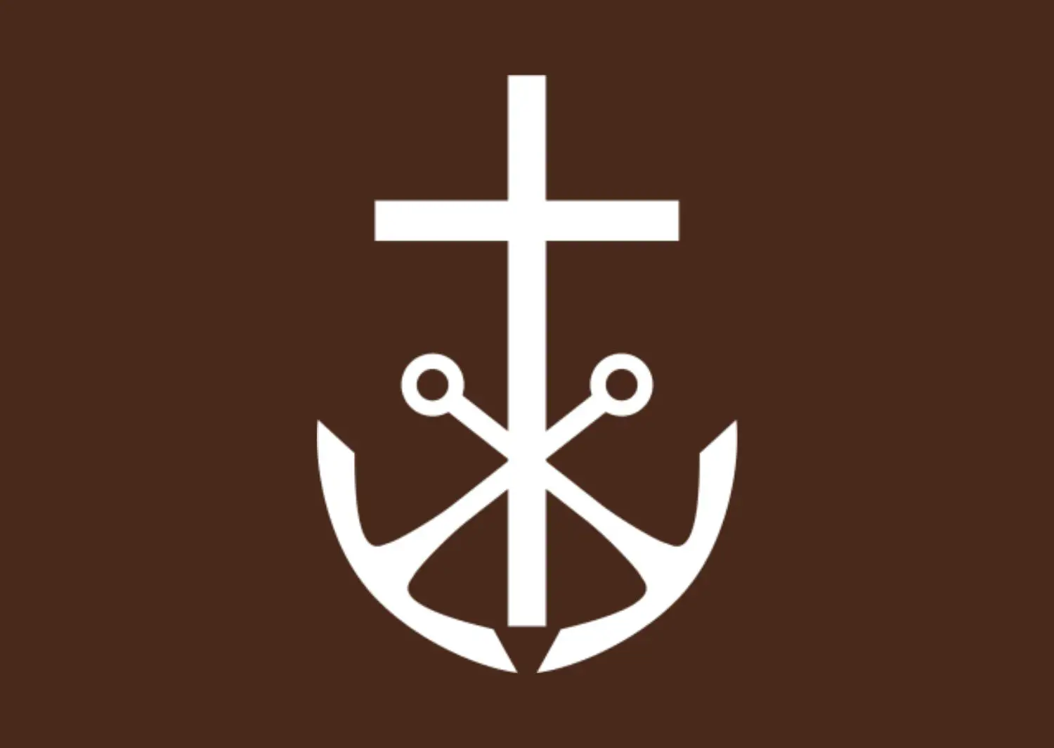 Cross and Anchor on a leather background.