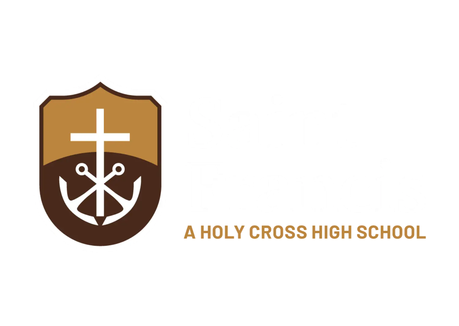 Saint Francis reversed horizontal logo on dark background.