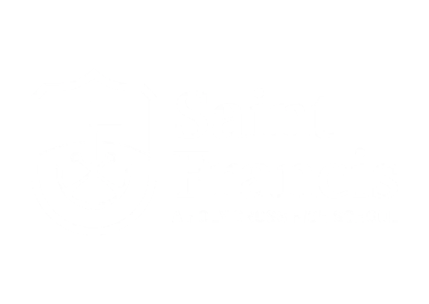 Saint Francis one-color horizontal logo on black background.