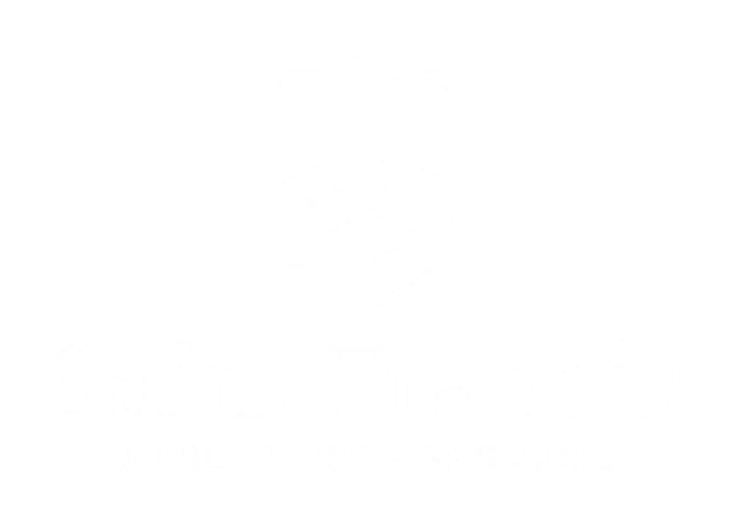 Saint Francis one-color stacked logo on black background.
