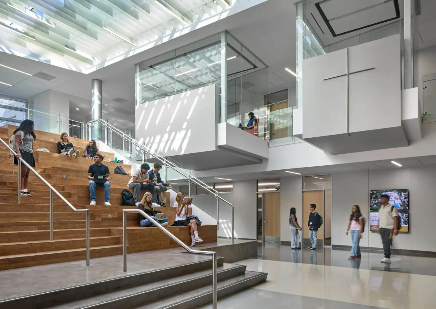 Interior shot of the Welcome Stair found just inside the entrance of the Eggers Innovation Center