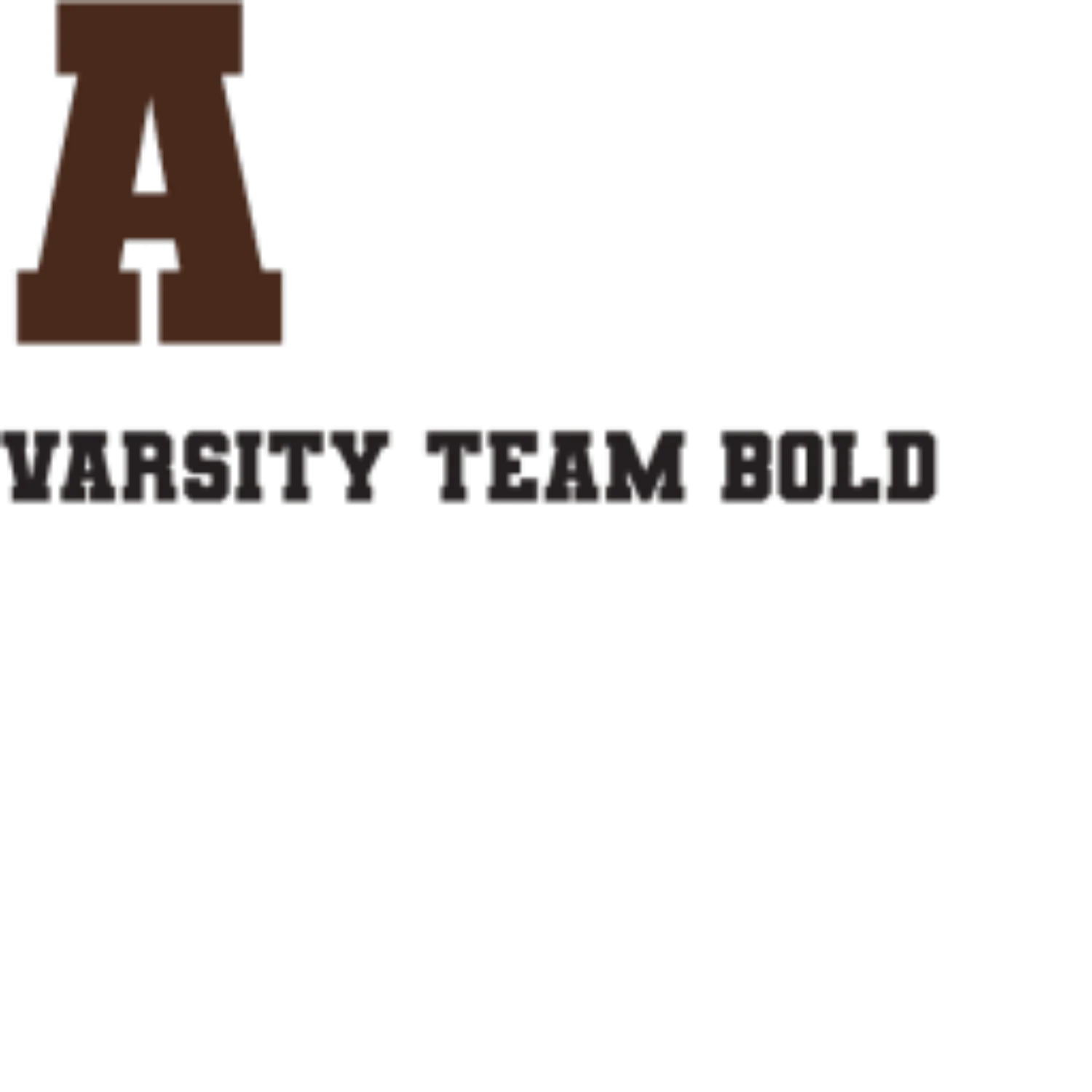 TText displayed in the Varsity font, showcasing bold, athletic-inspired letterforms with a collegiate style and strong, angular edges.