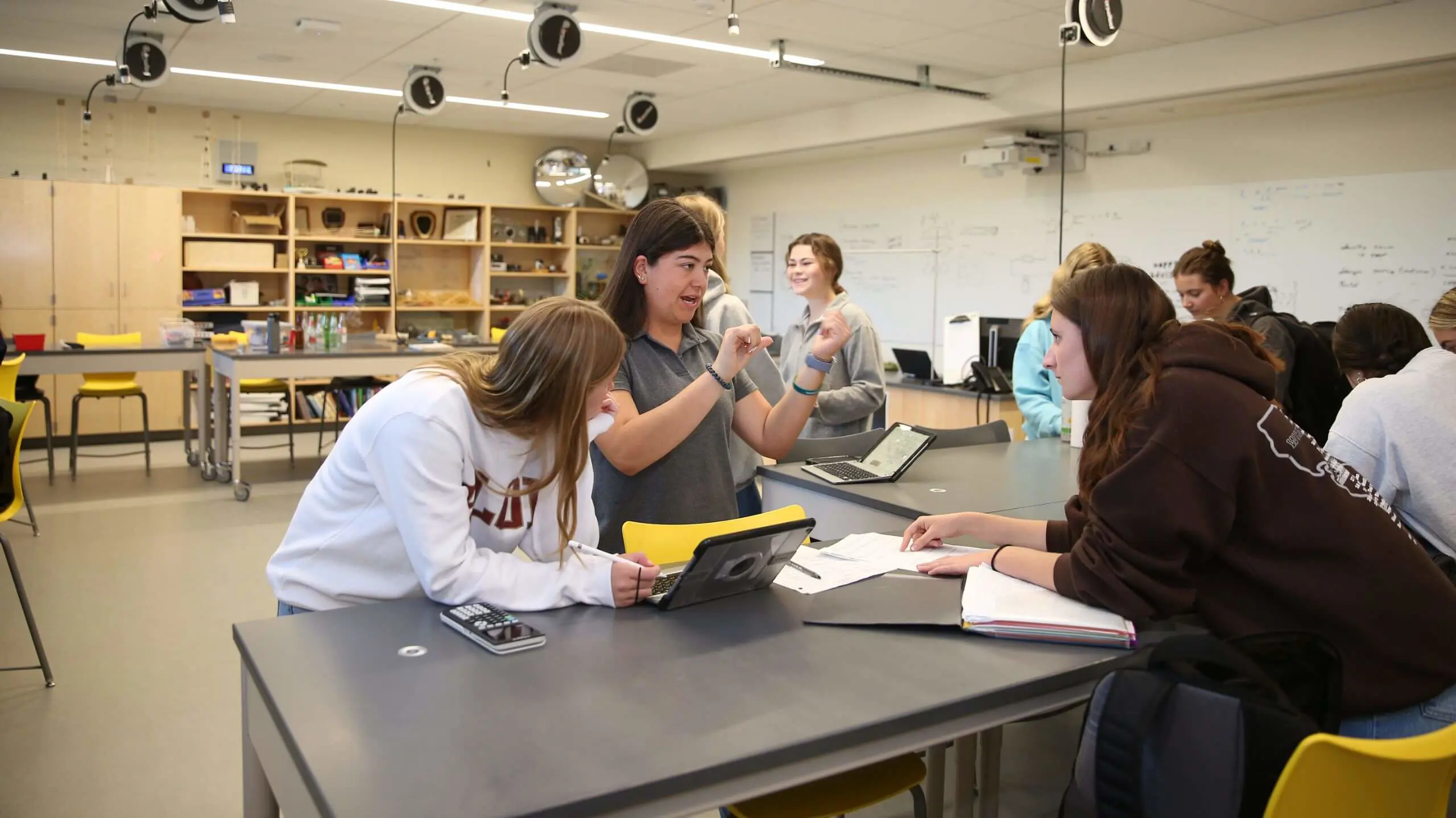 Students in a lab learning science.